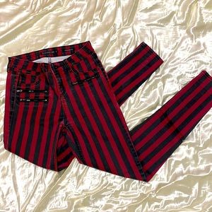 Black Heart Red/Black striped skinny jeans